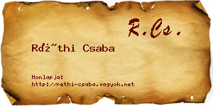 Réthi Csaba névjegykártya