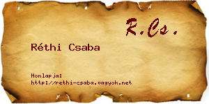 Réthi Csaba névjegykártya